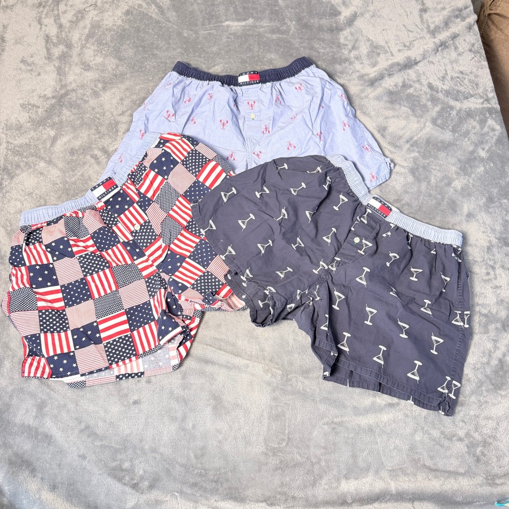 Tommy Hilfiger Mens Boxers 3 Pack Size L Cotton Flag Lobster Martini Bundle